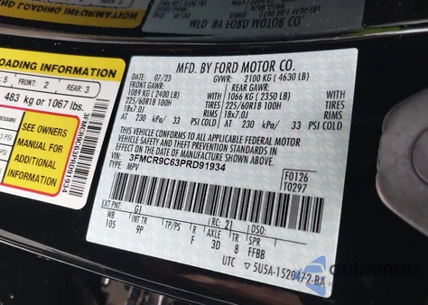 2023 Ford Bronco Sport Outer Banks из США, поврежденный, VIN 3FMCR9C63PRD91934